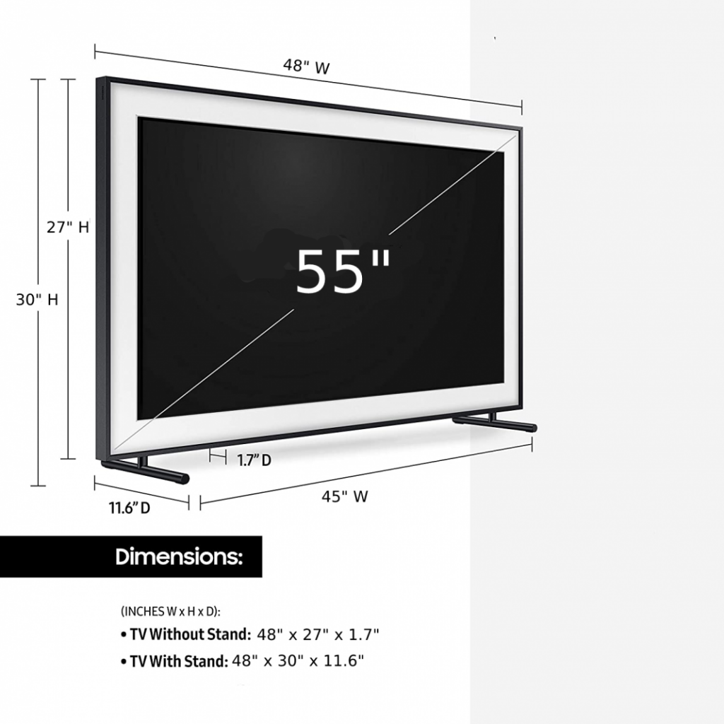 Каковы размеры 55-дюймового телевизора?